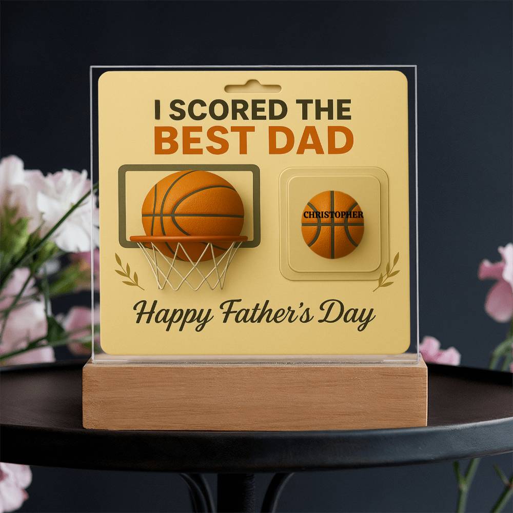 🏀We Scored The best Dad Action Figure - Acrylic Square LED Plaque