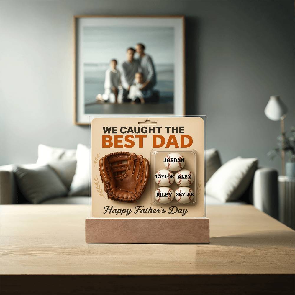 🧢 I caught the Best Dad Action Figure Acrylic LED Plaque