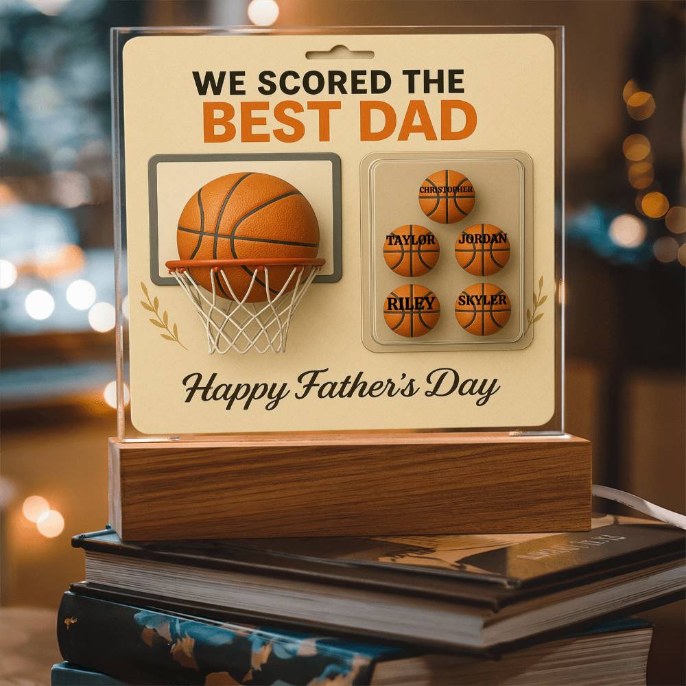 🏀We Scored The best Dad Action Figure - Acrylic Square LED Plaque