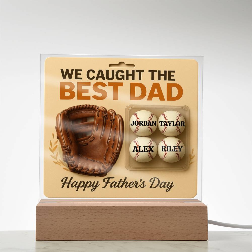 🧢 I caught the Best Dad Action Figure Acrylic LED Plaque