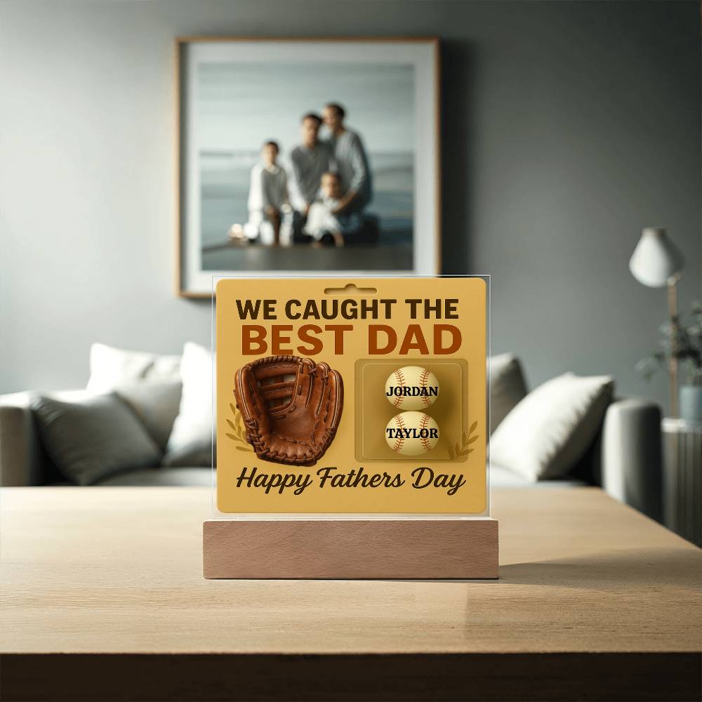 🧢 I caught the Best Dad Action Figure Acrylic LED Plaque