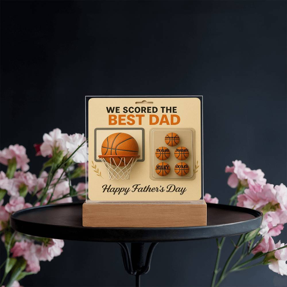 🏀We Scored The best Dad Action Figure - Acrylic Square LED Plaque