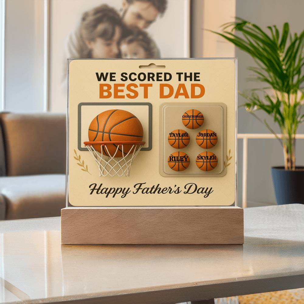 🏀We Scored The best Dad Action Figure - Acrylic Square LED Plaque