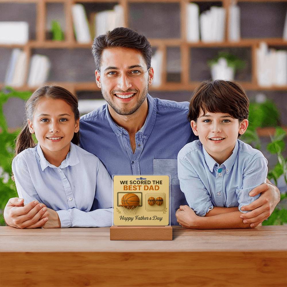 🏀We Scored The best Dad Action Figure - Acrylic Square LED Plaque