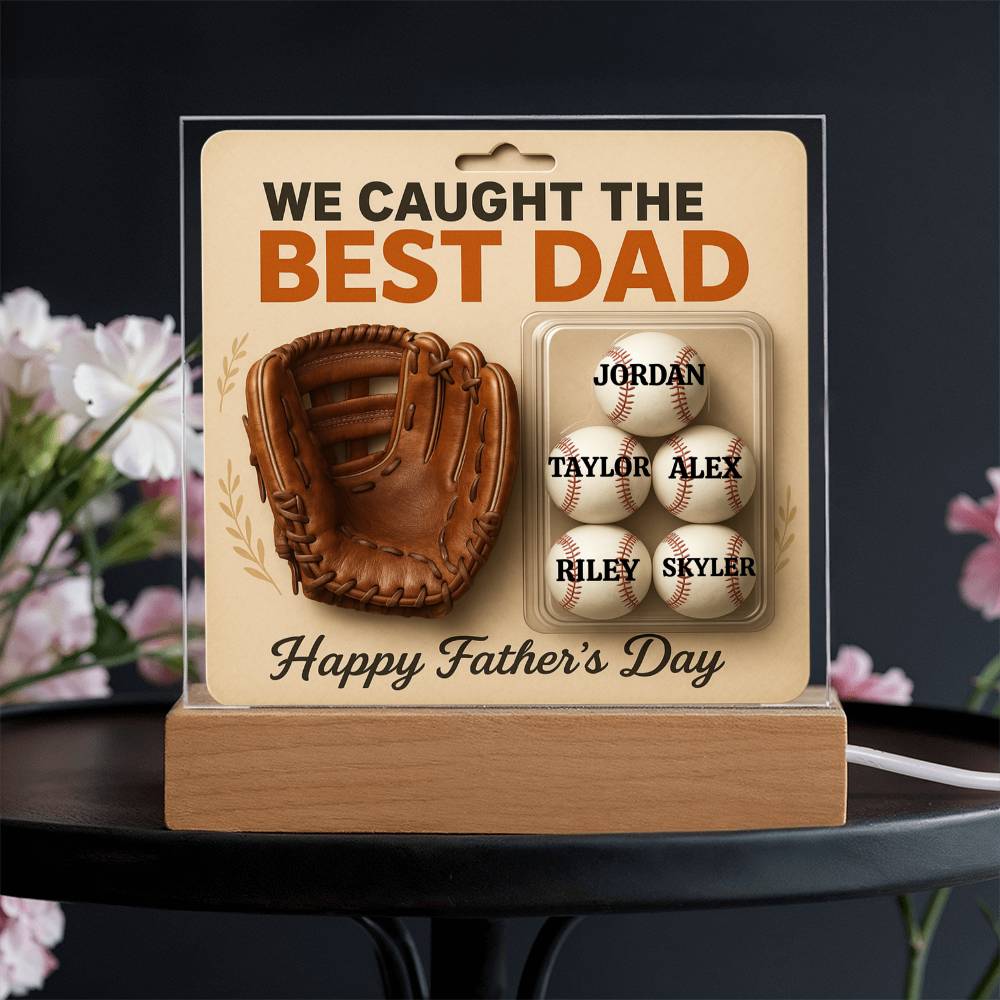 🧢 I caught the Best Dad Action Figure Acrylic LED Plaque