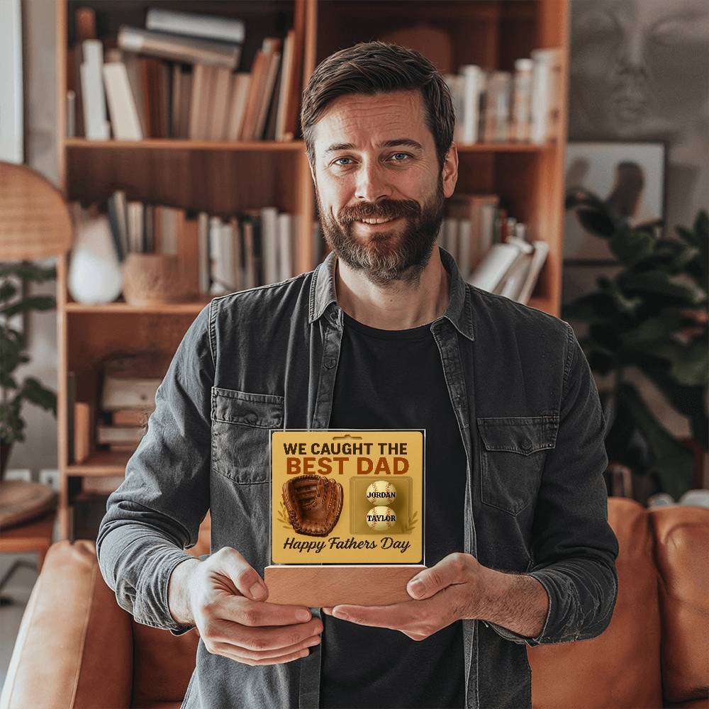 🧢 I caught the Best Dad Action Figure Acrylic LED Plaque