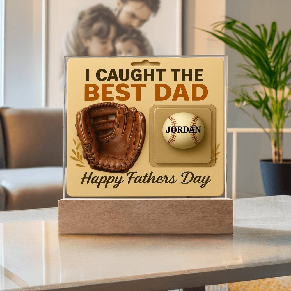 🧢 I caught the Best Dad Action Figure Acrylic LED Plaque