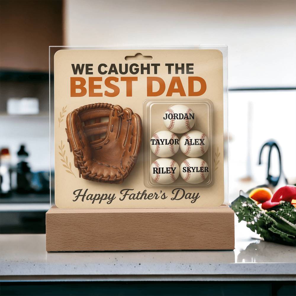🧢 I caught the Best Dad Action Figure Acrylic LED Plaque