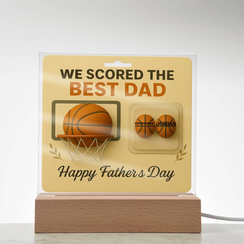 🏀We Scored The best Dad Action Figure - Acrylic Square LED Plaque