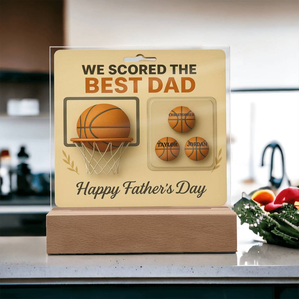 🏀We Scored The best Dad Action Figure - Acrylic Square LED Plaque