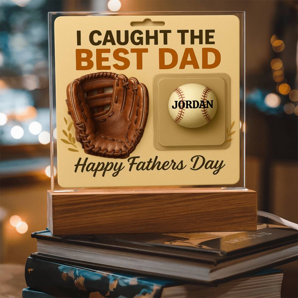🧢 I caught the Best Dad Action Figure Acrylic LED Plaque