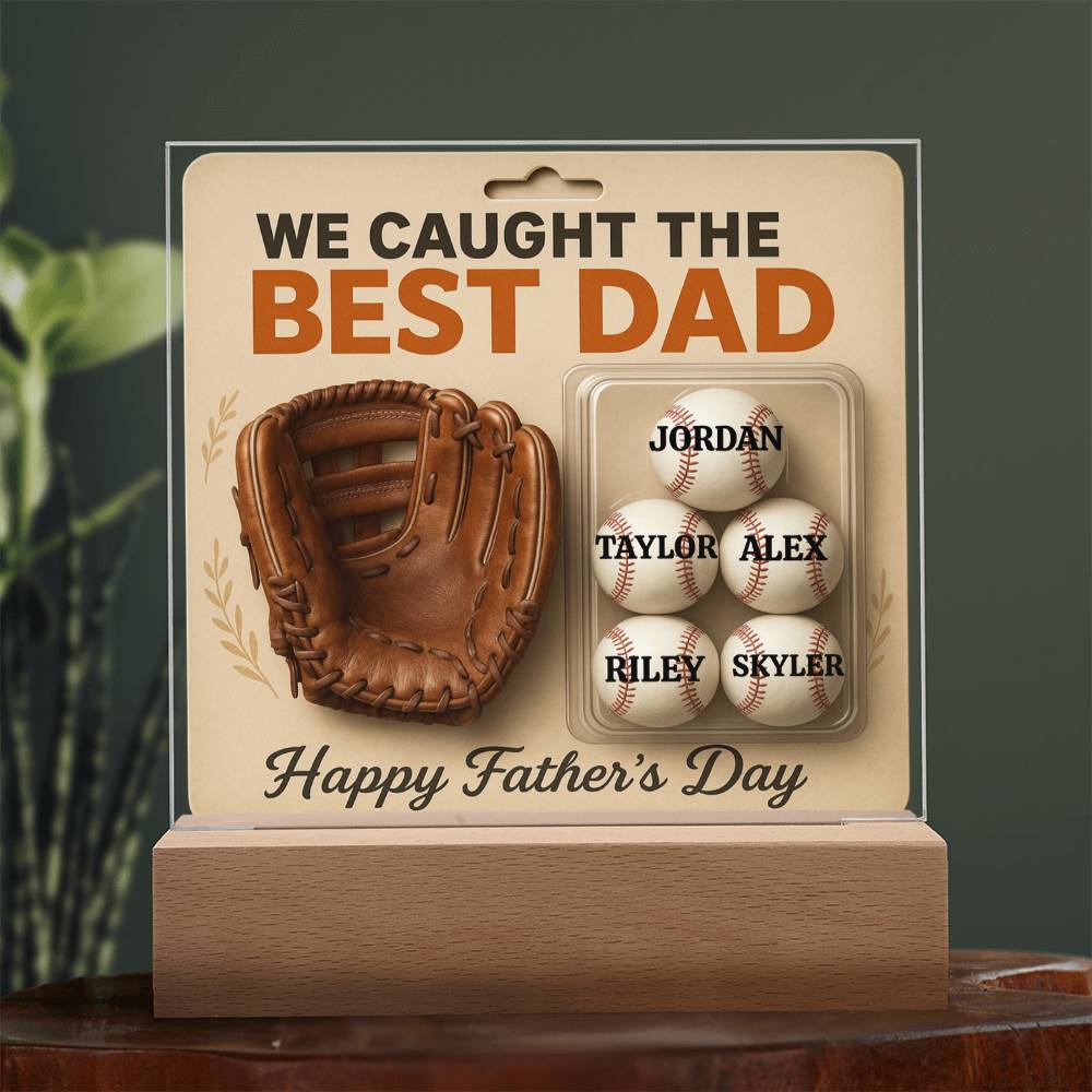 🧢 I caught the Best Dad Action Figure Acrylic LED Plaque
