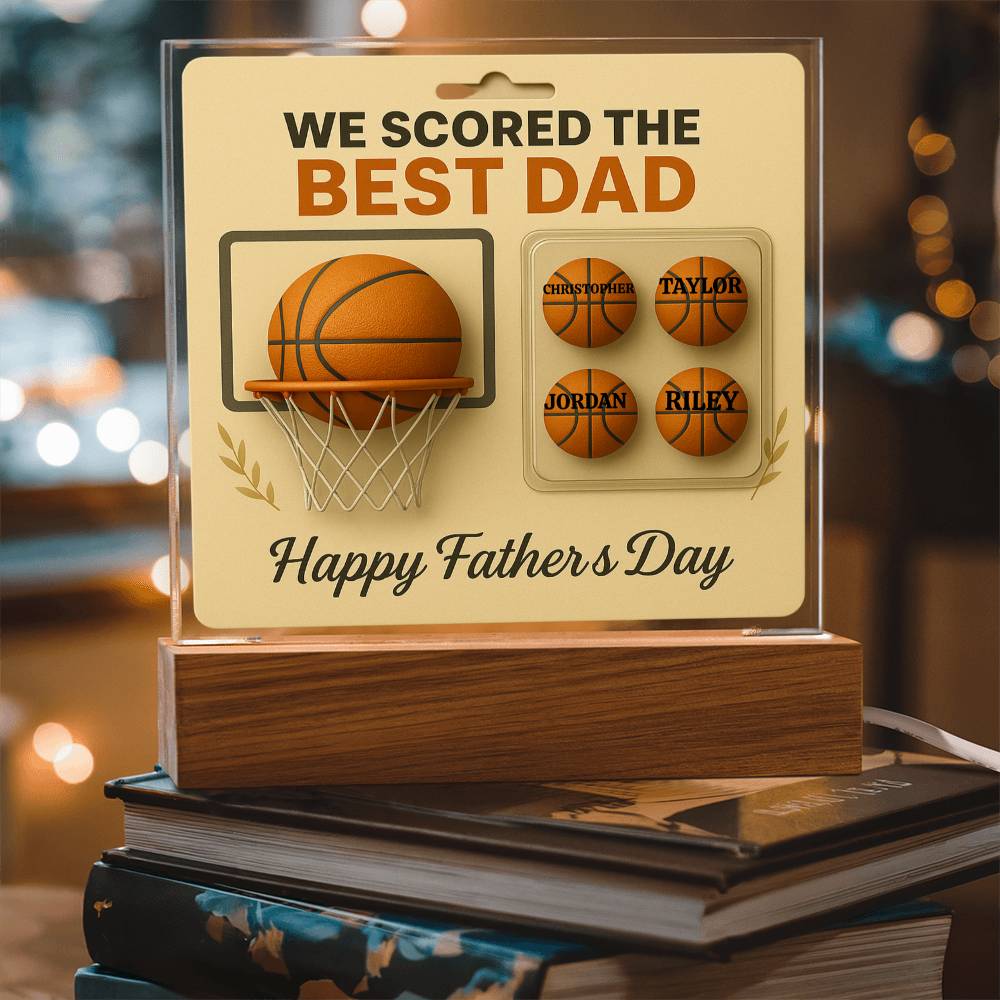 🏀We Scored The best Dad Action Figure - Acrylic Square LED Plaque