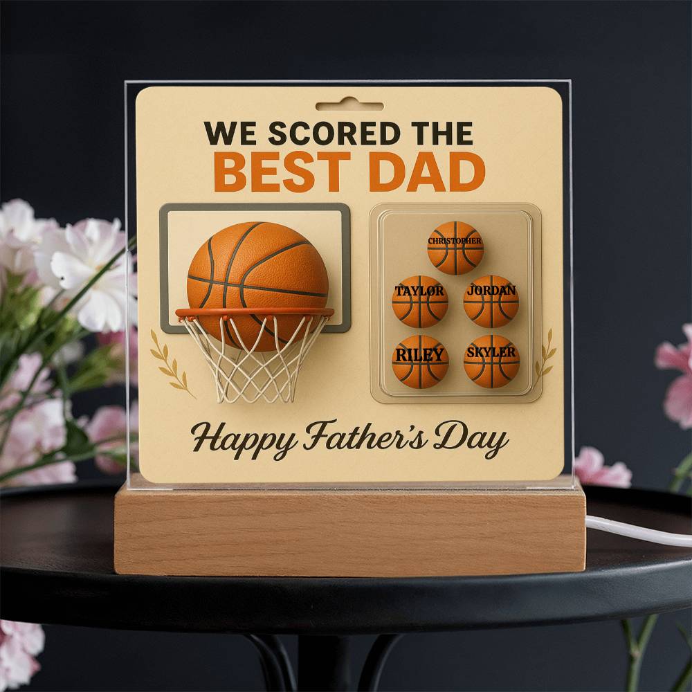 🏀We Scored The best Dad Action Figure - Acrylic Square LED Plaque