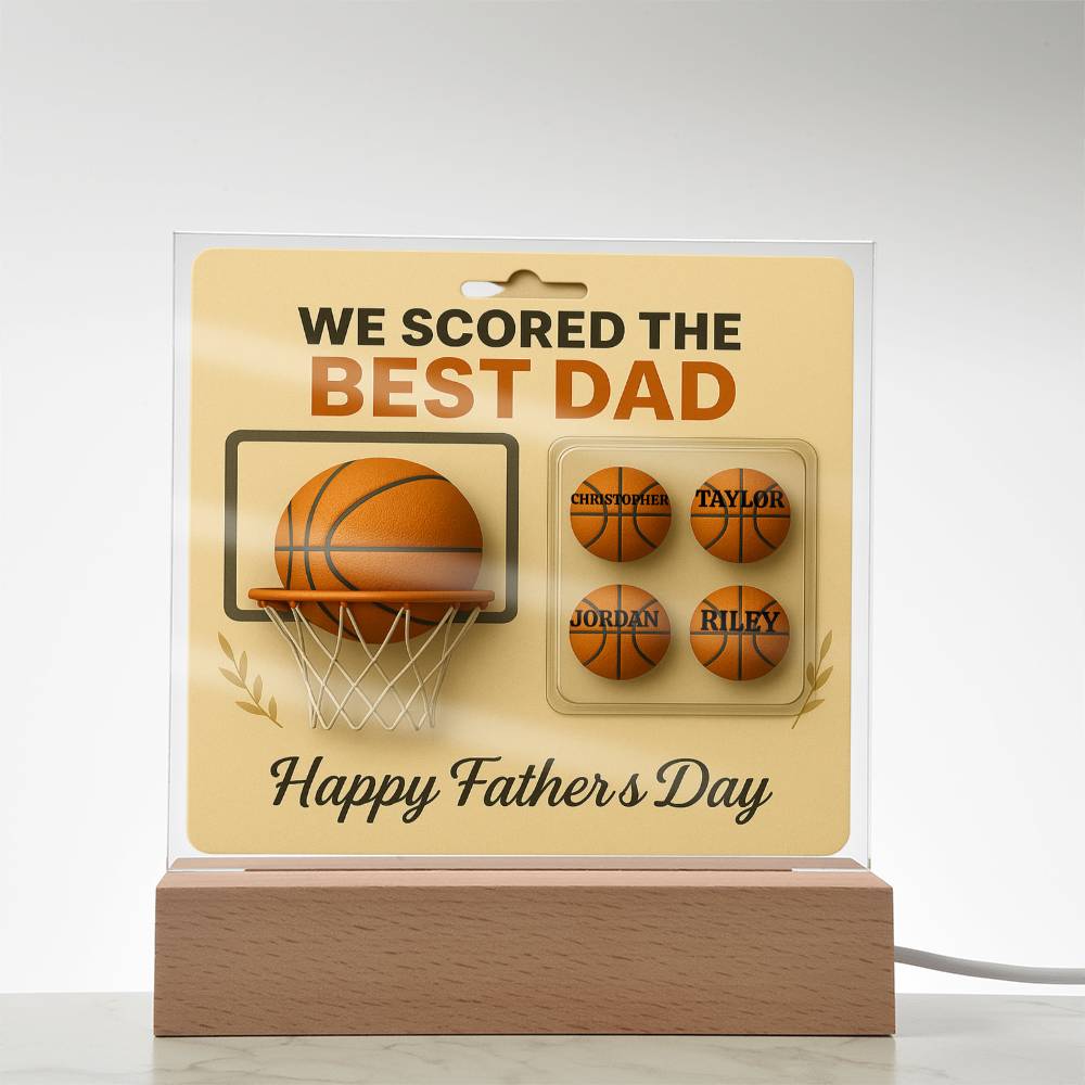 🏀We Scored The best Dad Action Figure - Acrylic Square LED Plaque