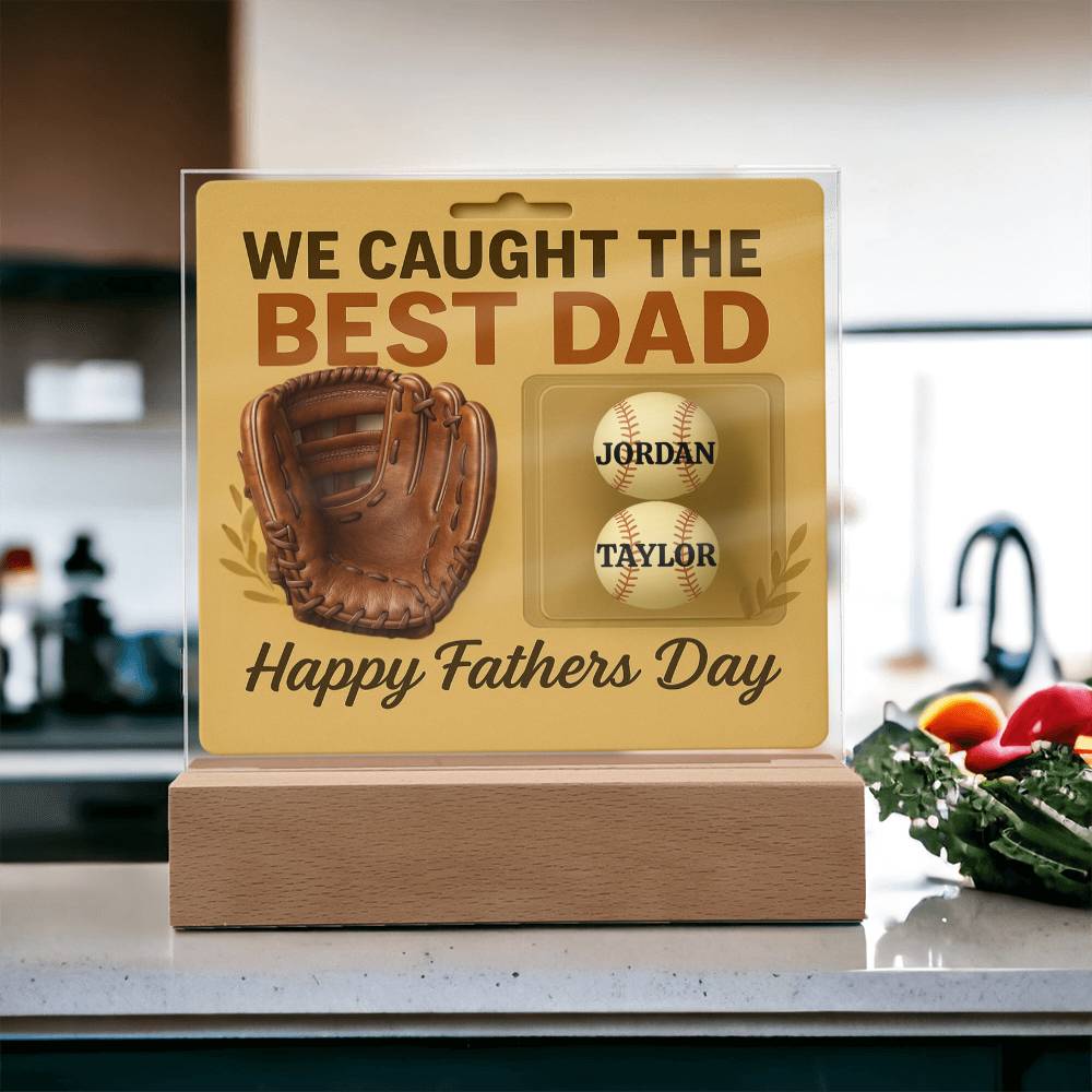 🧢 I caught the Best Dad Action Figure Acrylic LED Plaque