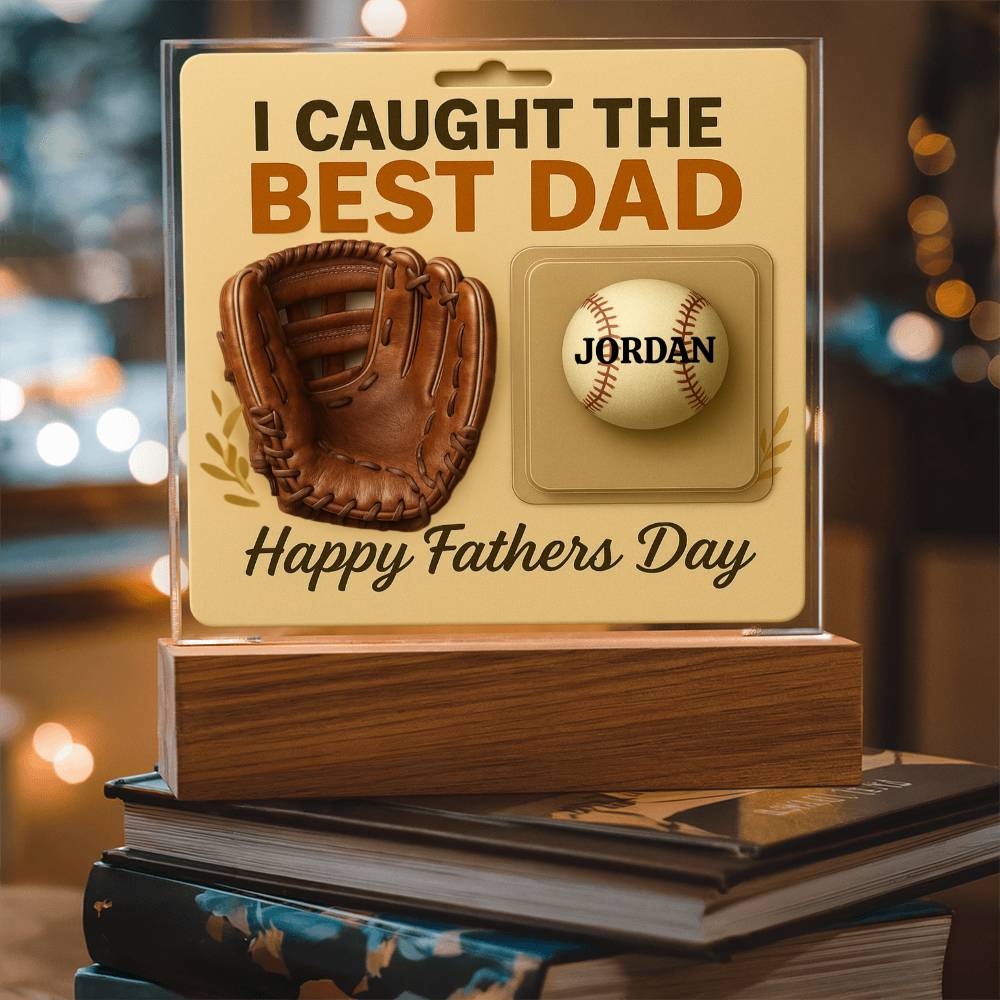 🧢 I caught the Best Dad Action Figure Acrylic LED Plaque