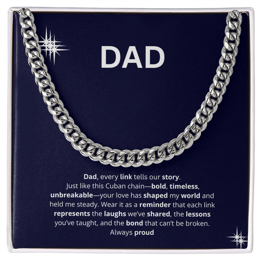🧢Dad - Cuban Link Chain with Mahogany Luxury LED Box