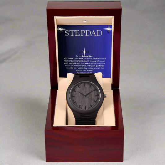 ⌚Stepdad- Wooden Watch with Mahogany Luxury LED Box