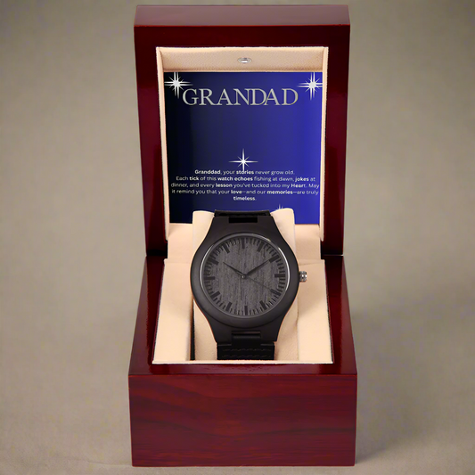 ⌚ Granddad- Wooden Watch with Mahogany  Luxury LED Box